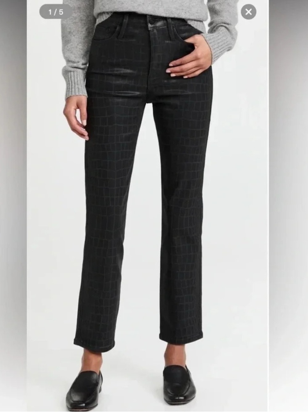 Frame denim le Sylvie crop straight croc effect